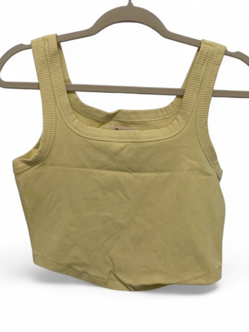 Madewell Yellow Ribbed Square-Neck Cropped Tank Top